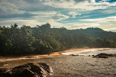 Sunrise view of mountain terrain from flat angel