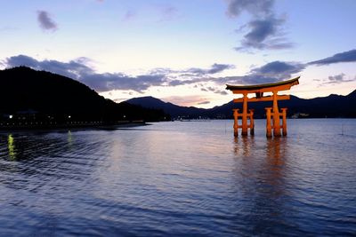 Scenic view of lake against sky