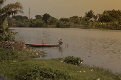 Scenic view of lake against sky