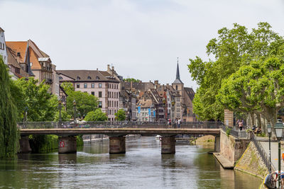 Idyllic waterside impression of strasbourg, a city at the alsace region in france