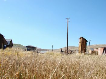 Agricultural field against clear sky
