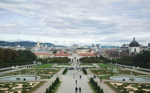 High angle view of buildings in city