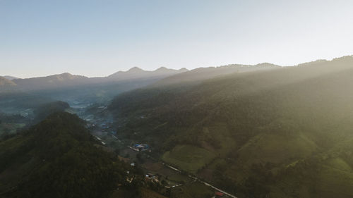 Scenic view of mountains against clear sky