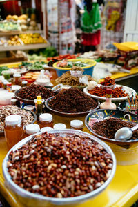 High angle view of food on table at market stall