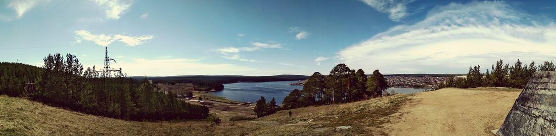 Panoramic view of land against sky