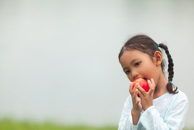 Portrait of a girl eating food