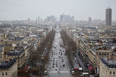 High angle view of traffic on road