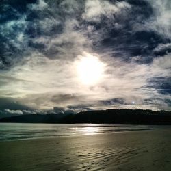 Scenic view of sea against cloudy sky