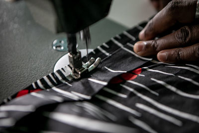 Close-up of hands working