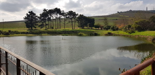 Scenic view of lake against sky