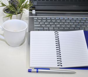 Close-up of open book on table