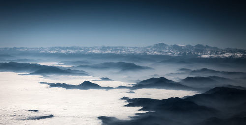 Scenic view of mountains against sky