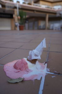 Close-up of ice cream on table