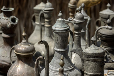 Arabic traditional coffee pots, uae heritage and culture, hospitality symbol