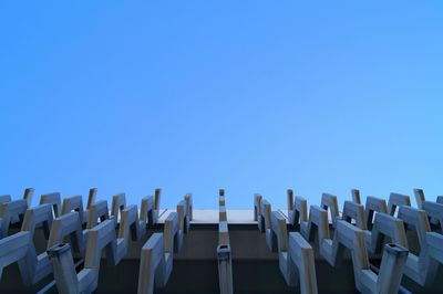 View of built structure against clear blue sky