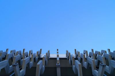 Low angle view of modern building against clear sky