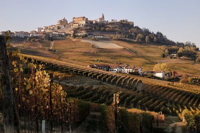 Panoramic view of landscape against clear sky