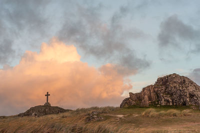 Scenic view of rock formations against sky