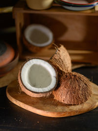 High angle view of dessert in bowl on table