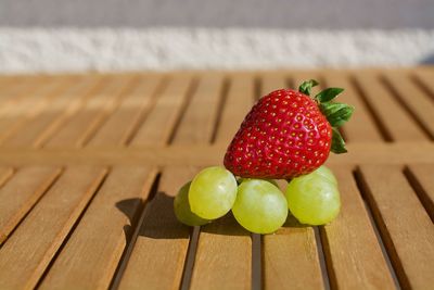 High angle view of fruits on table