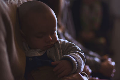 Close-up of baby boy sleeping