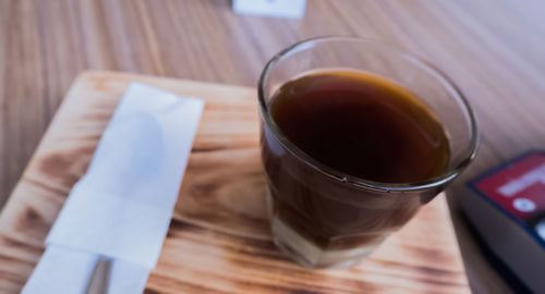 Close-up of tea cup on table