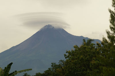 Merapi volacon mountain with circle cloud