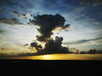 Scenic view of dramatic sky during sunset