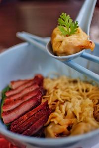 Close-up of meal served in plate