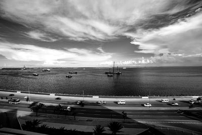 High angle view of sea against sky