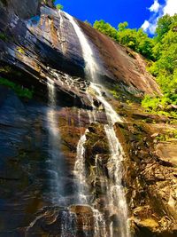 Low angle view of waterfall