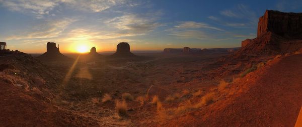 Panoramic view of landscape against sky during sunset