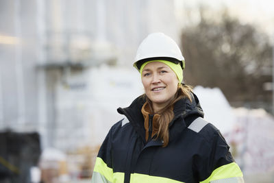 Female engineer at building site