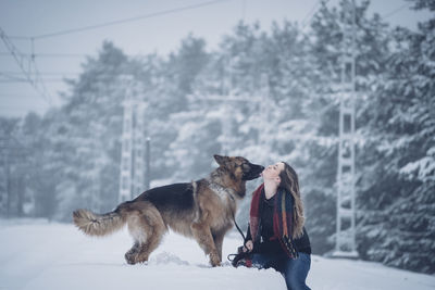 Full length of a horse on snow