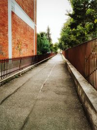 Narrow walkway along walls