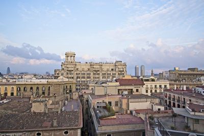 High angle view of buildings in city
