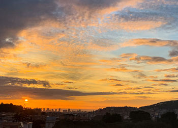 Scenic view of dramatic sky over city