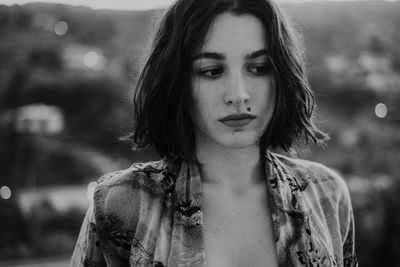 Close-up of thoughtful young woman