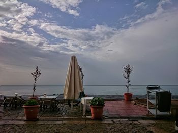 View of sea against cloudy sky