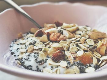 High angle view of breakfast served in bowl