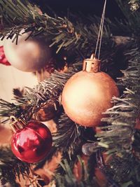 Close-up of christmas decoration hanging on tree