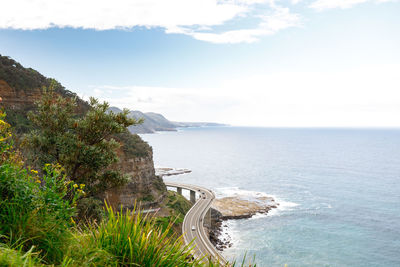 High angle view of sea against sky