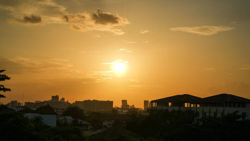 Silhouette buildings against sky during sunset