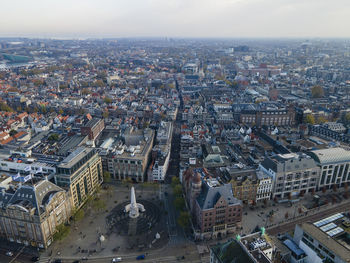 High angle view of buildings in city
