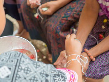 Indigenous community celebrating thread ceremony