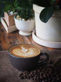 Coffee cup on table