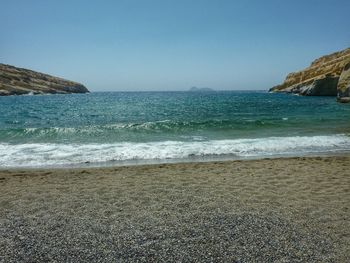 Scenic view of sea against clear sky