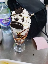 Close-up of ice cream in glass