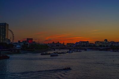 View of city at sunset