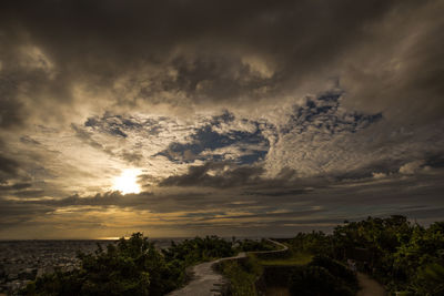 Scenic view of sea against dramatic sky